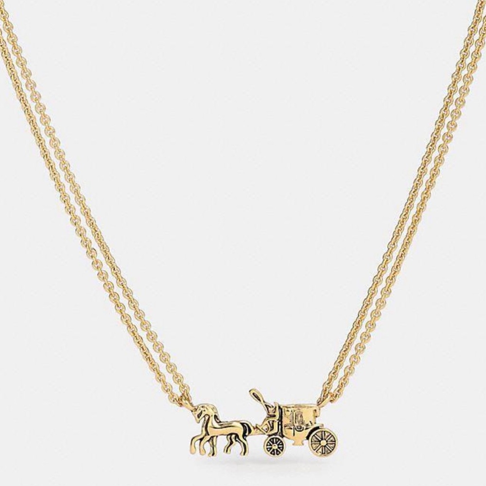 Horse and buggy double stand necklace